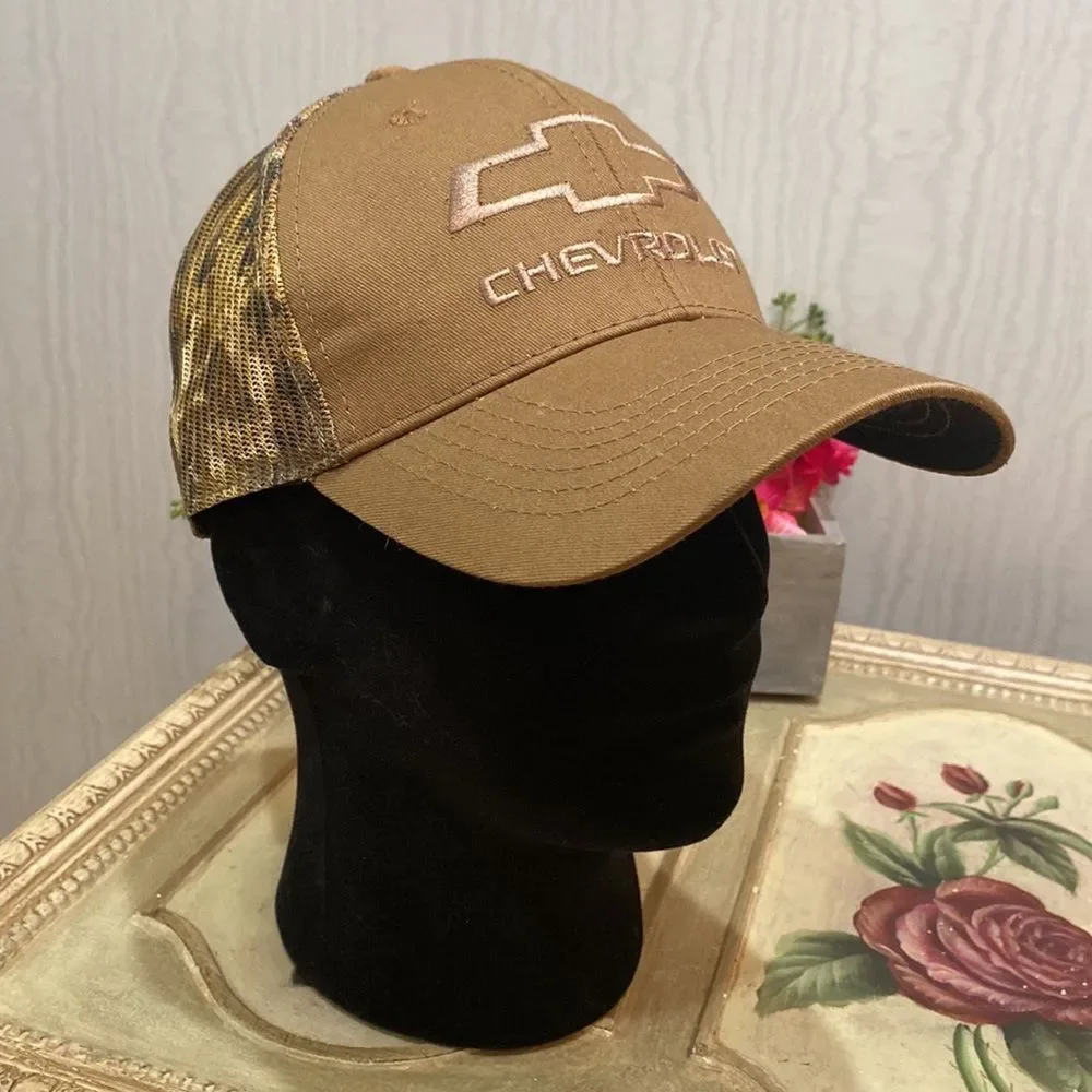 Chevrolet Chevy Adjustable Tan Front Mesh Back Camo Logo Cap Hat